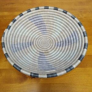 Handmade Woven Grass Coil Basket  Folk Art Bowl Wall Art